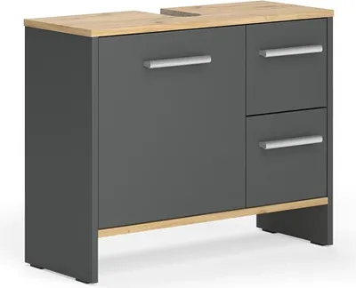 Produktbild von Waschbeckenunterschrank Vicco Karli Anthrazit 70.2 x 57 cm mit 2 Schubladen und 1 Tür, Model 58325