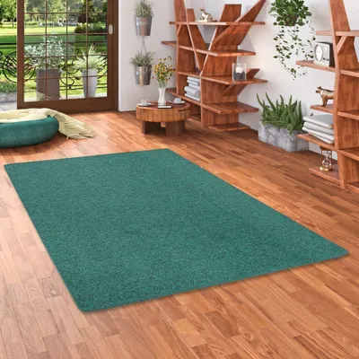 Produktbild von Feinschlingen Velours Teppich Strong Petrol, Größe:300x300 cm