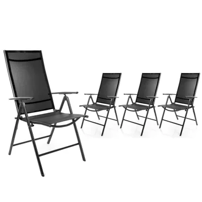 Produktbild von 4 x Gartenstühle 120 kg belastbar - hochwertige Balkonstühle - Gartenstuhl Klappstuhl mit 7-Fach Verstellbarer Rückenlehne - Campingstuhl für Balkon