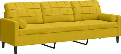 Produktbild von vidaXL Sofa 3-Sitzer mit Zierkissen Gelb 210 cm Samt