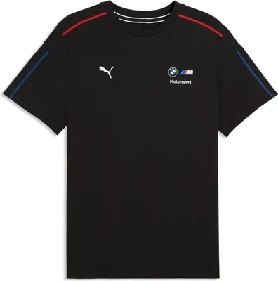 Produktbild von BMW M Motorsport T-Shirt MT7 Puma 2026, Offizieller Fanartikel, Schwarzes Shirt mit M-Streifen-Paspeln und BMW Branding, Rundhals, 100% Baumwolle