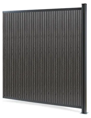 Produktbild von Gartenzaun 'Grassano' Sichtschutzzaun mit 1 Pfosten Erweiterungsmodul 185 x 175 cm witterungsbeständig WPC Grau