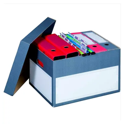 Produktbild von Archivboxen mit Deckel und Griffen 414 x 331 x 266 mm anthrazit, Karton, 10 Stück