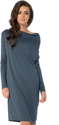 Produktbild von Damen Mini-Kleid klassisch Langarmkleid; Grafit/M/L 38/40