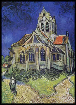 Image de Affiche 50 x 70 cm  Église d'Auvers, Van Gogh Vintage pour le salon