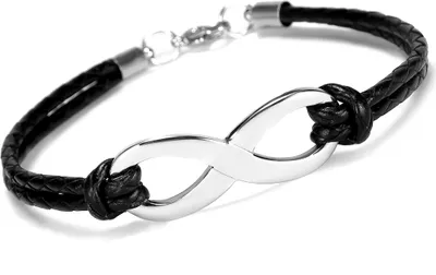 Produktbild von Leder-Armband Damen Endless Unendlichkeit Infinity Rindsleder schwarz Edelstahl Autiga®