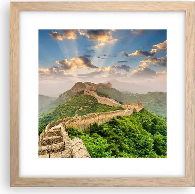 Produktbild von Gerahmtes Poster - Rahmen in heller Eiche - Wand Berg asiatisch china - 30x30 cm - Wand Bild - Wanddeko - Wandbilder - Wandposter - Bilderrahmen - Bilder - Kunstdruck - Wandbild - P2NAC30x30-3069