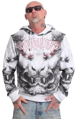 Produktbild von Yakuza Herren Durga Allover Kapuzenpullover, Weiß, 5XL