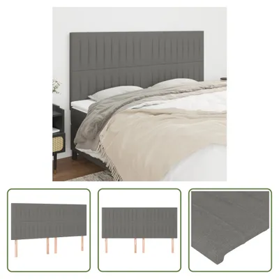 Produktbild von The Living Store Kopfteile 4 Stk. Dunkelgrau 100x5x78/88 cm Stoff