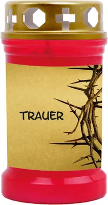 Image de Bougie funéraire rouge 40h ( couvercle or ) - deuil