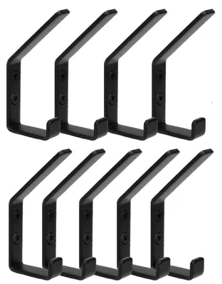Image de Ensemble de 9 crochets muraux noirs, idéaux pour accrocher des vêtements dans l'entrée, la salle de bain ou la chambre