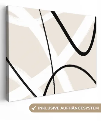 Produktbild von MuchoWow® - Leinwandbilder - Linie - Abstrakt - Minimalismus - Pastell, Wandbild, Wanddeko Bilder Wohnzimmer, 120x90 cm
