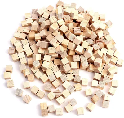 Image de Blocs de bois, 400 pièces, 1 cm, bois naturel, pour des projets créatifs