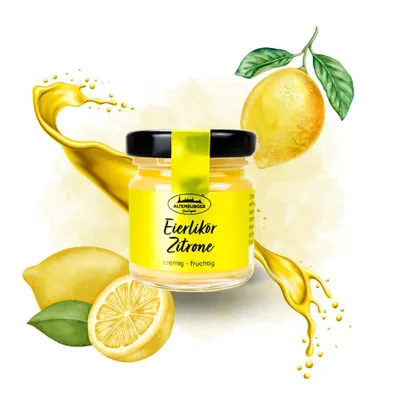 Produktbild von Mini Glas Eierlikör Zitrone, 30 ml