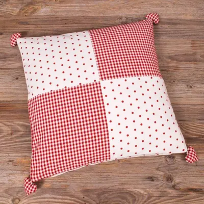 Produktbild von Kissen-Bezug 40x40 cm rot kariert Landhaus-Stil Baumwolle