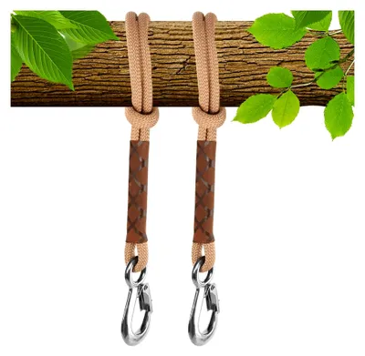 Produktbild von 2 Stück Baumbefestigungsseil für Hängematten und Schaukeln, 0,6 m verstellbares Seil mit Karabiner