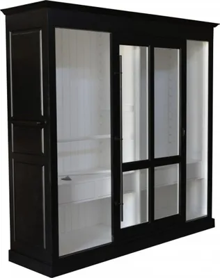 Produktbild von Casa Padrino Luxus Kleiderschrank Haute Couture Schwarz / Weiß B 226 x H 220 cm - Art Deco Jugendstil Schlafzimmer Schrank