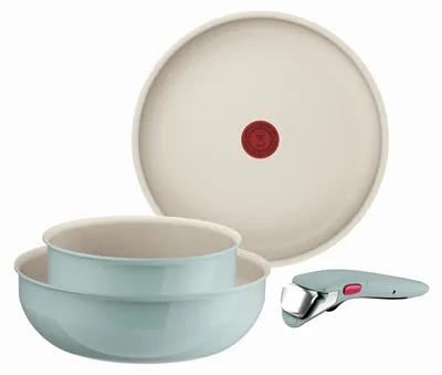 Imagen del producto de Tefal Ingenio L8284S04, Juego de cocina, Verde claro, Aluminio, Antiadherente mineral, Verde, Indicador de temperatura