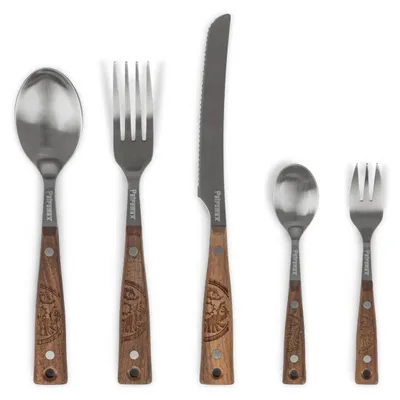 Produktbild von Besteckset Essbesteck - 5-teilig - Edelstahl - Nussholzgriffe - Outdoor