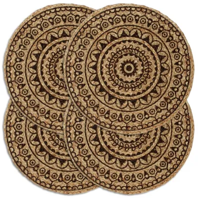 Image de vidaXL Sets de table 4 pcs. Marron foncé 38 cm Rond Jute