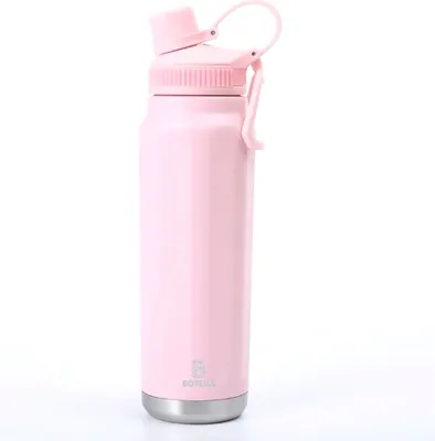 Produktbild von Botells Isolierflasche Trinkflasche Sport Bügelverschluss, 800 ml, Edelstahl, doppelwandig, auslaufsicher, robust, rosa