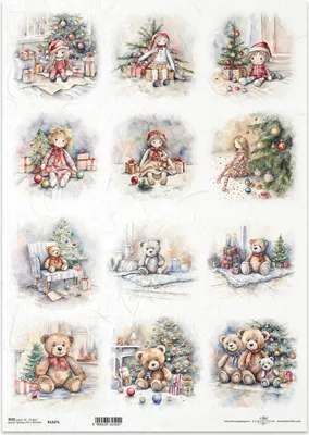 Produktbild von Reispapier Decoupage Bastelpapier für Decoupage A3 ITD-1267L Puppen und Teddys Weihnachtsbaum