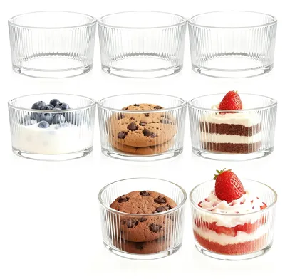 8-teiliges Dessertbecher-Set aus Glas, 200 ml, rund, klar