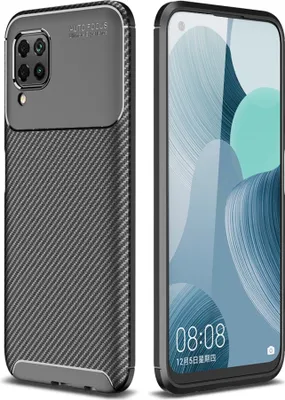 Produktbild von Huawei P40 Lite Hülle AVANA Schutzhülle Silikon Slim Case Schwarz Bumper Cover Carbon Optik