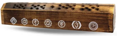 Produktbild von Räucherstäbchenhalter India Truhe "7 Chakren" Holz 30x6cm
