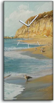 Produktbild von Dekor Leinwand Uhr Wandbilder Kunstdruck 30x60 Kunst Das Gemälde der Strandmöwen - weiße Hände