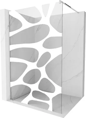 Produktbild von Mexen Kioto Duschwand 90 x 200 cm, Transparent/Weißes Design 8 mm, Chrom - 800-090-101-01-97
