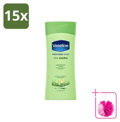 Obrázek produktu pro 15 kusů tělového mléka Vaseline Aloe Soothe, 200 ml, výhodná balení