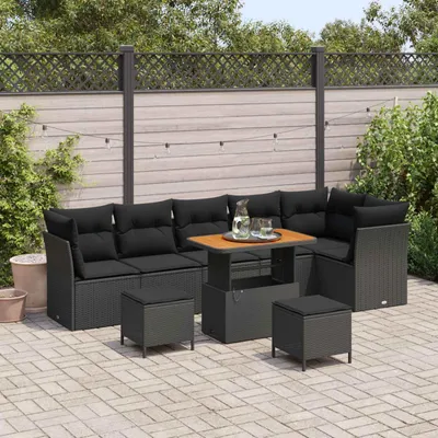 Produktbild von "Rabatt" Gartensofa-set - Balkonmöbel/Terrassenmöbel - 9 pcs Schwarz Poly-Rattan - Lounge-Dining set CC13281