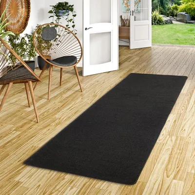 Produktbild von Velours Läufer Teppich Joy Schwarz, Größe:80x160 cm