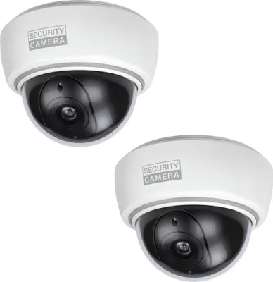 Produktbild von BASI - KA 305 - CCD Kamera-Attrappe - Überwachung - täuschend echte Nachbildung - mit rotem Blinklicht - IP23 - inkl. Befestigungsmaterial und aufklebbares Warnschild - im praktischen 2er Set - 2X1000-0305
