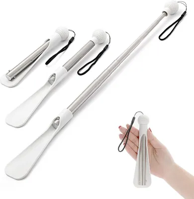 Zdjęcie produktu dla Wysuwana łyżka do butów o długości 92 cm, biała, z kulistym uchwytem