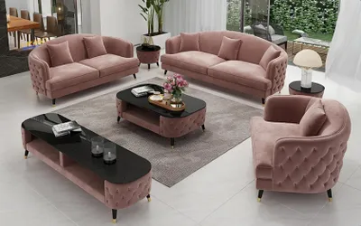 Produktbild von Sofagarnitur Set 3+2+1 Sitzer Couchtisch Sideboard Garnitur Design Moderne 7tlg
