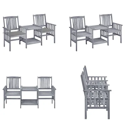 Immagine prodotto di vidaXL Sedie da giardino con tavolo da tè e cuscini in legno massiccio di acacia - Sedia da giardino con tavolo da tè - Sedie da giardino con tavoli da tè - Set da bistrot - Set da bistrot in legno
