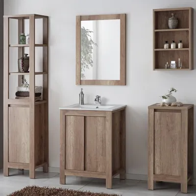 Produktbild von Bad-Möbel Hochschrank, Country Eiche Nb. MOSINA-56, B x H x T ca. 40 x 185 x 35cm