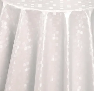 Produktbild von PVC Tischdecke Damask Karo weiss Wachstuch - Breite & Länge wählbar - abwaschbare Tischdecke - Uni glänzend, Größe:140 x 2500 cm