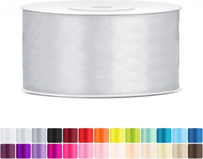 Produktbild von Satinband 38mm Silber - 25 Meter Rolle Geschenk- & Schleifenband