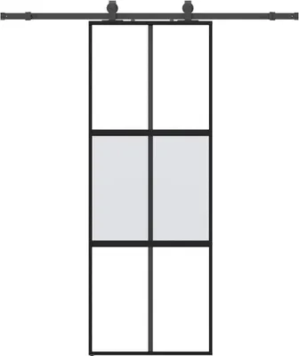 Zdjęcie produktu dla vidaXL Drzwi przesuwne z okuciem czarne 76x205 cm szkło hartowane