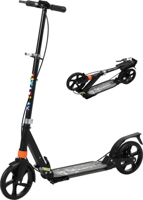 Immagine prodotto di Monopattino per bambini con quattro livelli di altezza regolabili, monopattino da città con doppio sistema frenante, monopattino con ruote inPoliuretanoe cuscinetti ABEC-7 per bambini da 6 a 12 anni, nero