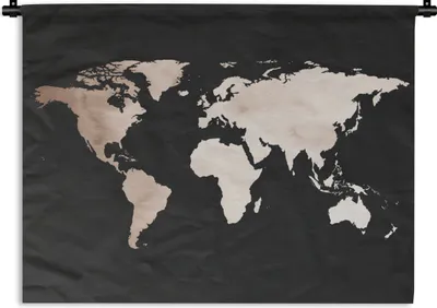 Produktbild von MuchoWow® Wandteppich Wandbehang Weltkarte - Schwarz und weiß 150x112 cm Tapisserie Dekoration Wandtuch - Wanddecke - Wandteppiche
