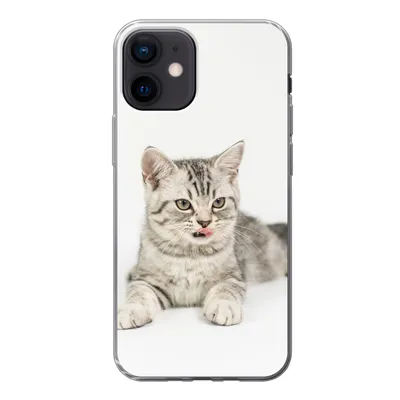 Produktbild von MuchoWow® Handyhülle Schutzhülle Hülle für iPhone 12 Kitten - Weiß - Sohle - Mädchen - Kinder - Jungen - Kind Silikon Softcase Handy Hülle - Schutzhülle