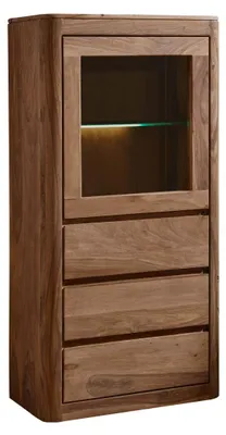 Produktbild von MASSIVMOEBEL24.DE Vitrine Sheesham 70x40x145 rot-braun gebeizt TORONTO #108