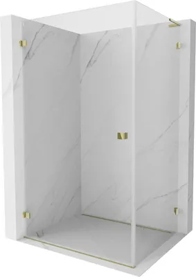 Image de Mexen Lunar-B L cabine de douche pivotante gauche 90 x 80 cm, transparent, dorée - 832L-090-080-50-00-L