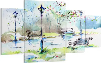 Produktbild von Bild auf Leinwand - Leinwandbild - Path urban Park Landschaft - 160x90cm - Wand Bild - Wanddeko - Leinwanddruck - Bilder - Kunstdruck - Wanddekoration - Leinwand bilder - Wandkunst - DL160x90-3035
