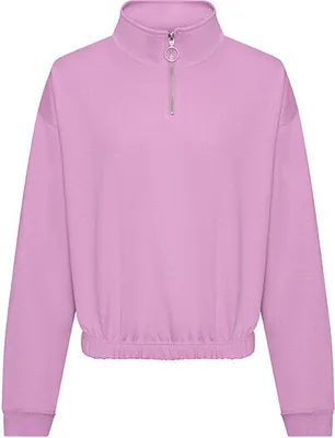 Produktbild von Just Hoods JH037 | WomenŽs Cropped 1/4 Zip Damen Sweatshirt - Farbe: Lavender - Größe: S