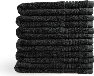 Produktbild von PHLOX Gästehandtücher Set - 6 Teilig - 100% Baumwolle 600 g/m² - 30x50 cm - Frottee, Weich - Schwarz